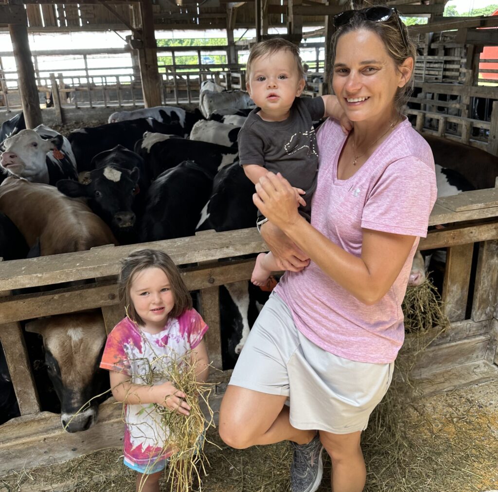 Karen with her son, Jack, and daughter, Kaylee, on Lewis Farms, Michigan (where she grew up).