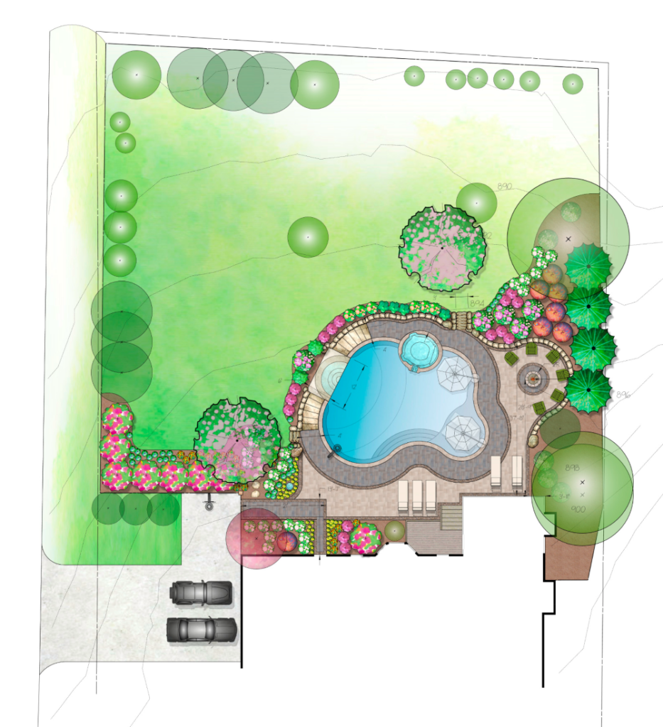 landscape plan with a pool