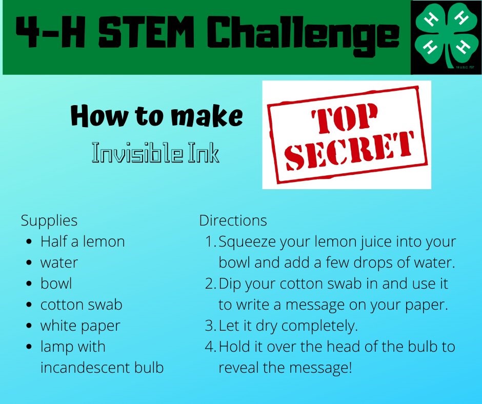 4-H Stem Challenge - How to Make Invisible Ink
