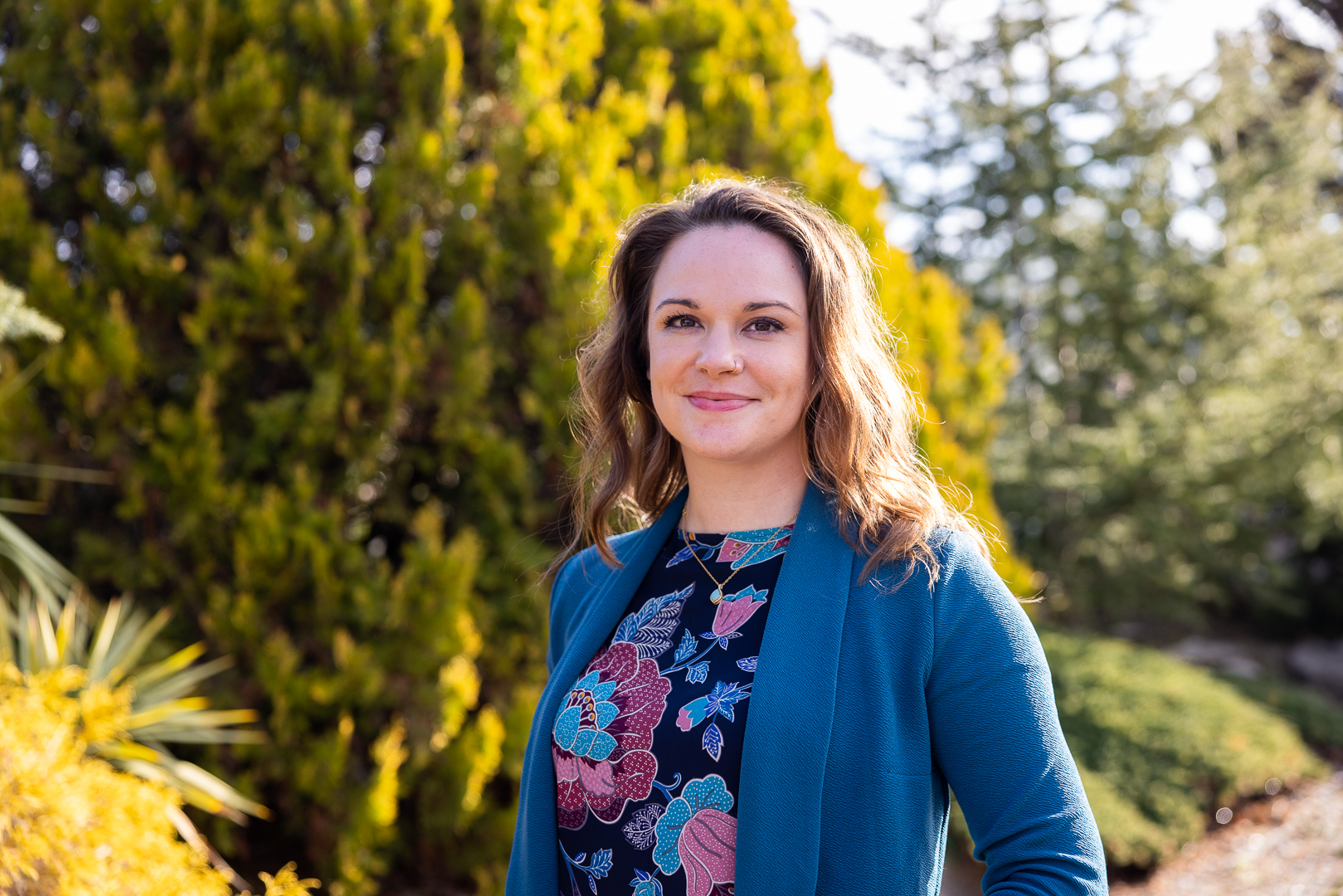 Kristen Johnson with trees in the background