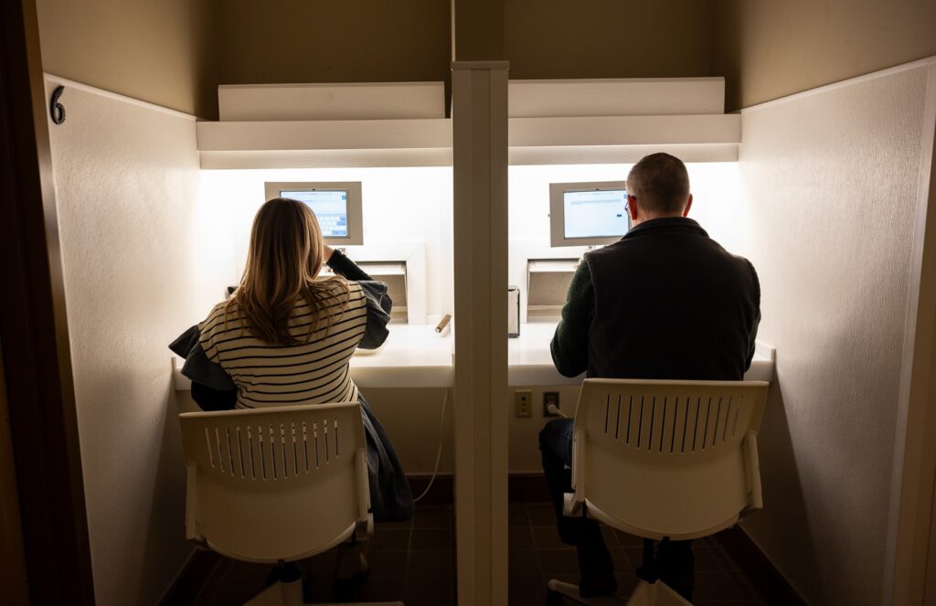 two people in a food sensory test session