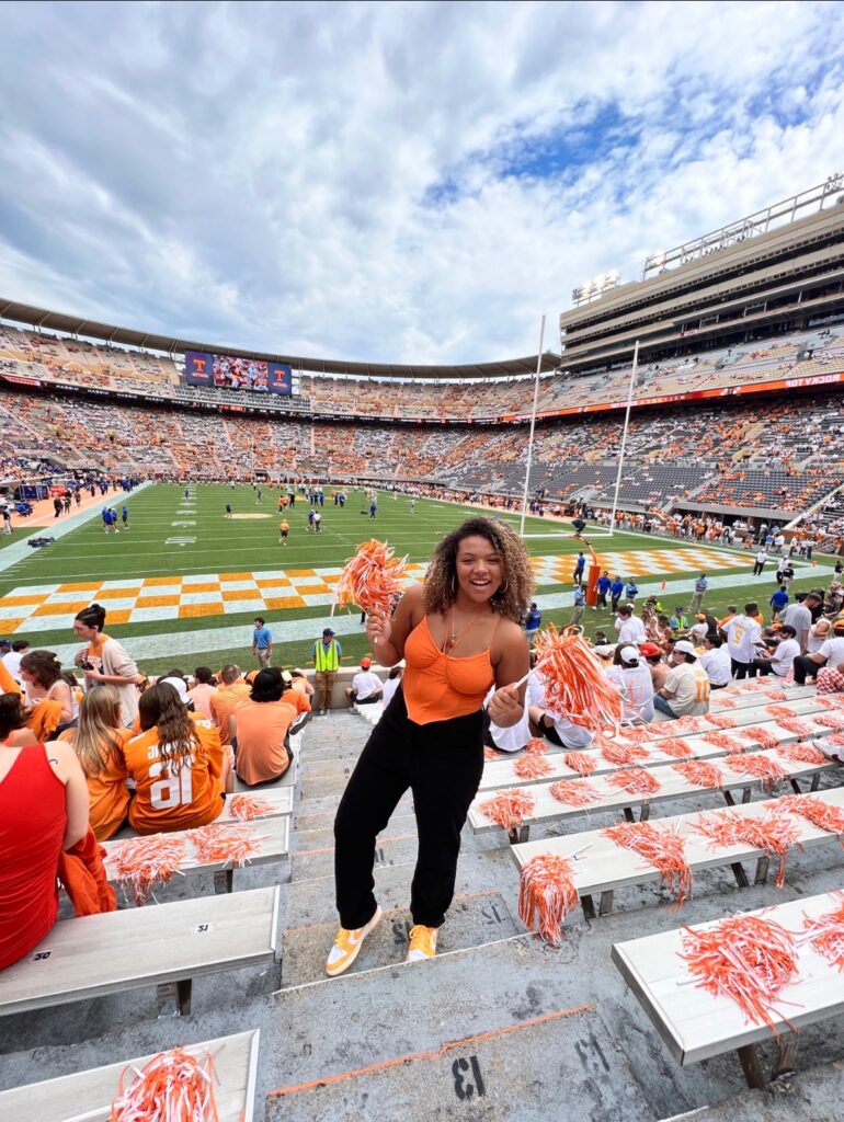 Genesis Nolan in Neyland Stadium cheering on the Vols