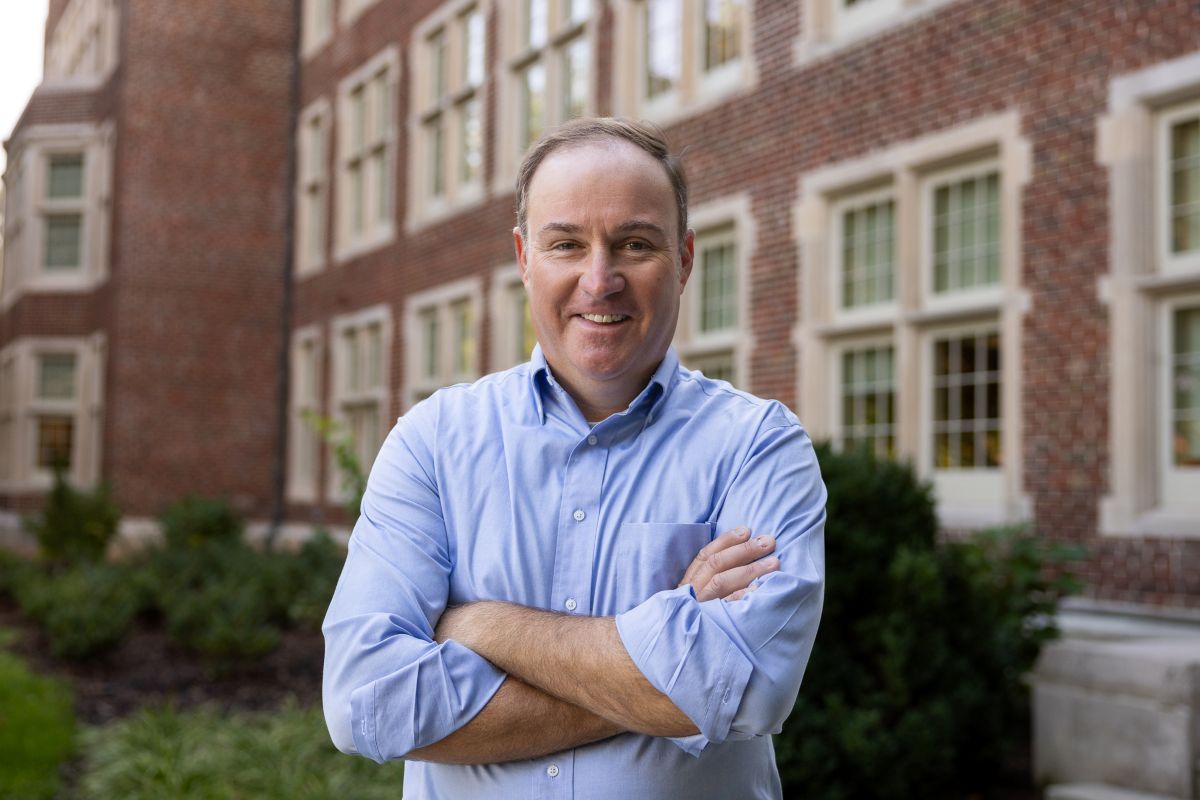 Jonathan Walton in front of Morgan Hall