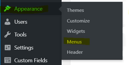 Image showing where to create your website menu