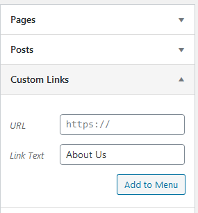 Adding Custom Link to a navigation with no URL