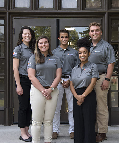 A group of Herbert College of Agriculture Ambassadors pose in front of Morgan Hall 