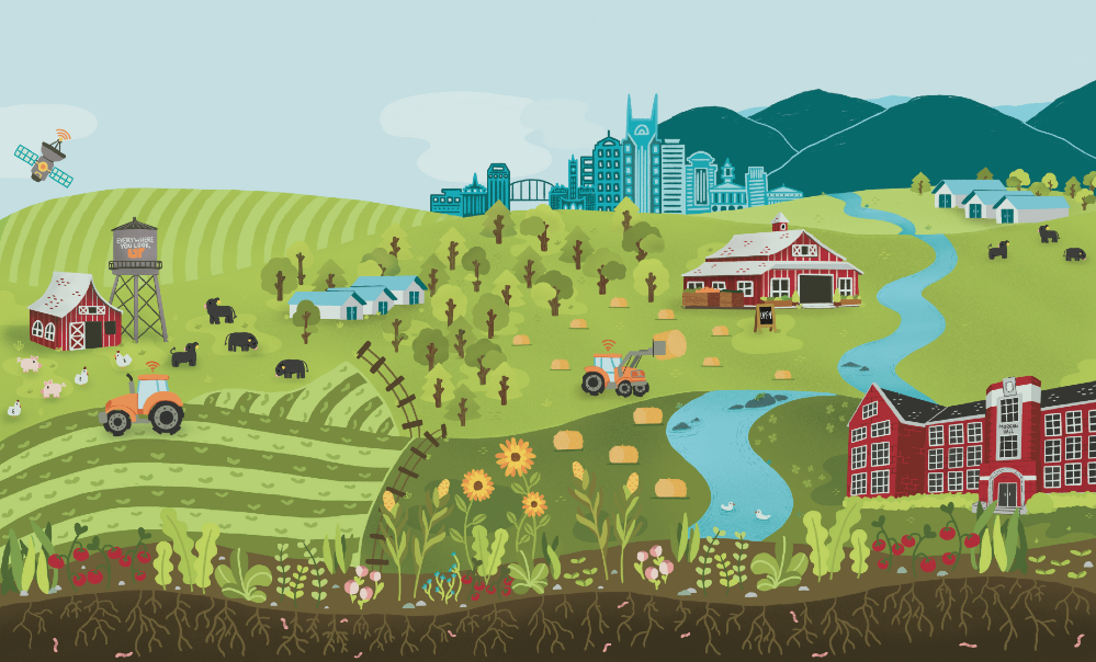 Illustration of agriculture in Tennessee