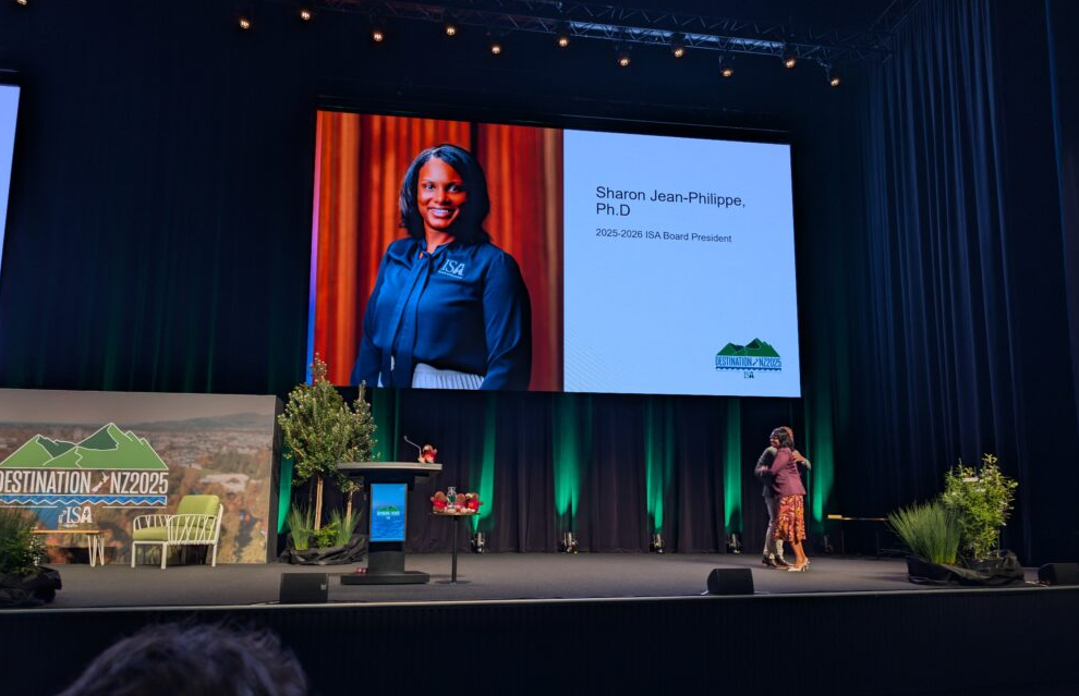 Sharon Jean-Philippe on stage at the International Society of Arboriculture conference